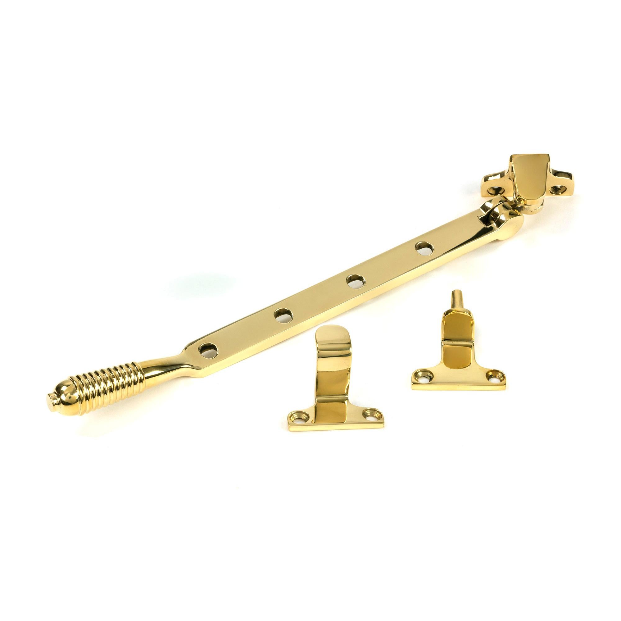 Polished Brass 10" Reeded Stay (Steel Window) - Stays - From The Anvil - Yester Home