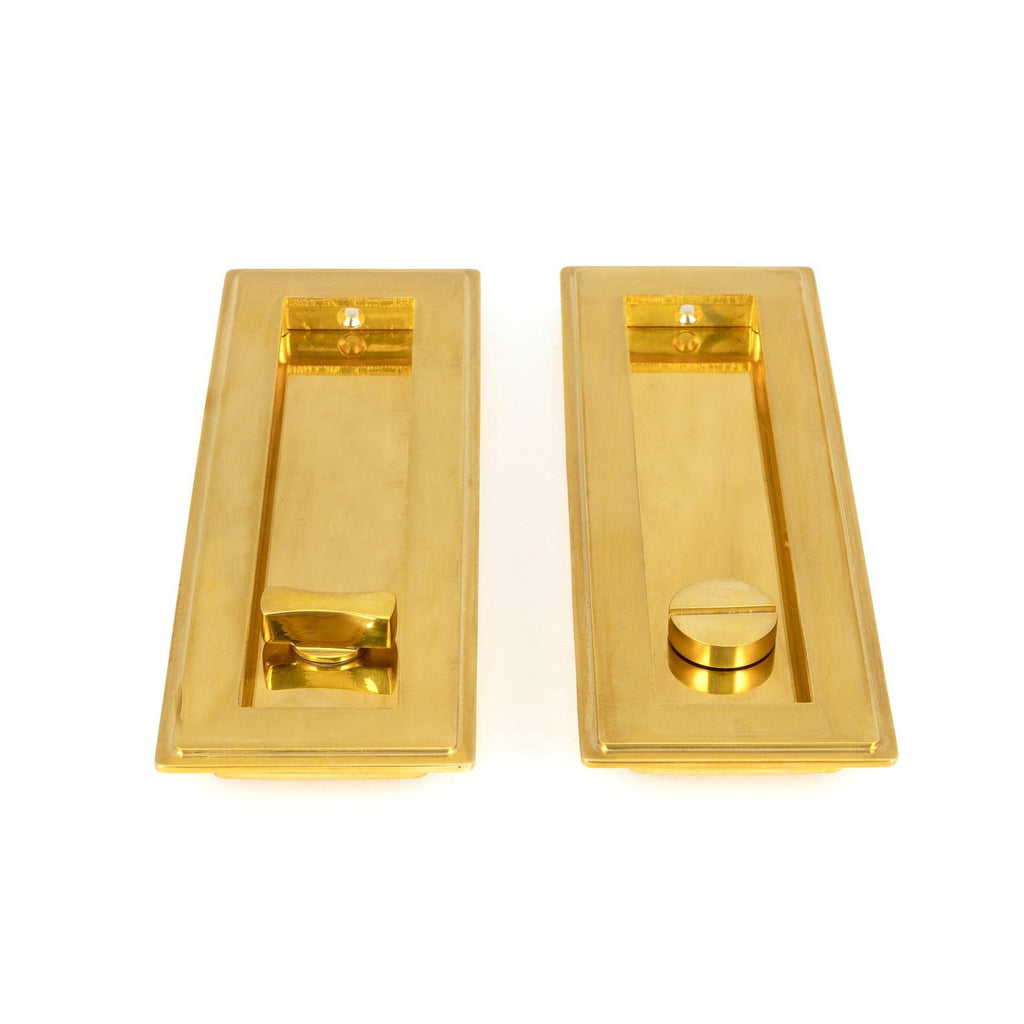 Polished Brass 175mm Art Deco Rectangular Pull - Privacy Set | From The Anvil-Cabinet Pulls-Yester Home