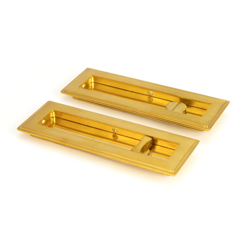 Polished Brass 175mm Art Deco Rectangular Pull - Privacy Set | From The Anvil-Cabinet Pulls-Yester Home