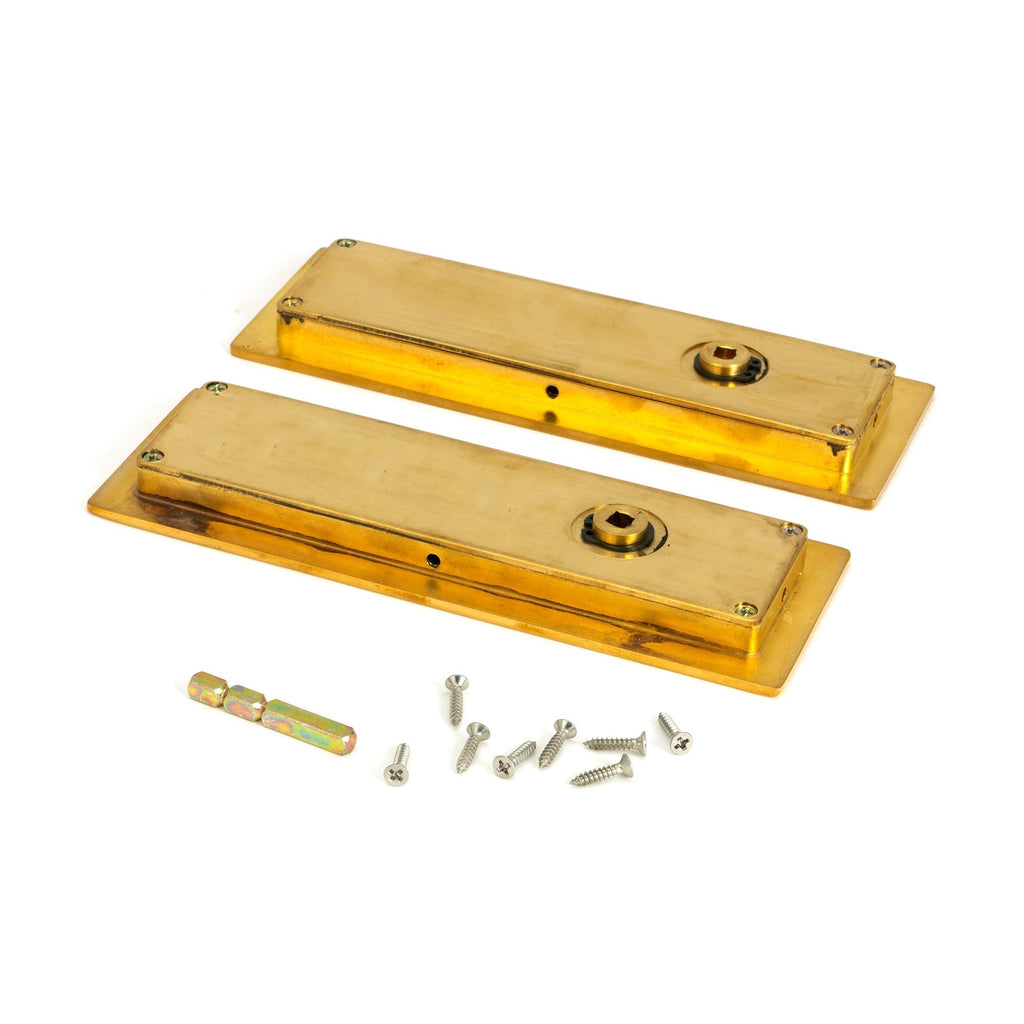 Polished Brass 175mm Plain Rectangular Pull - Privacy Set | From The Anvil