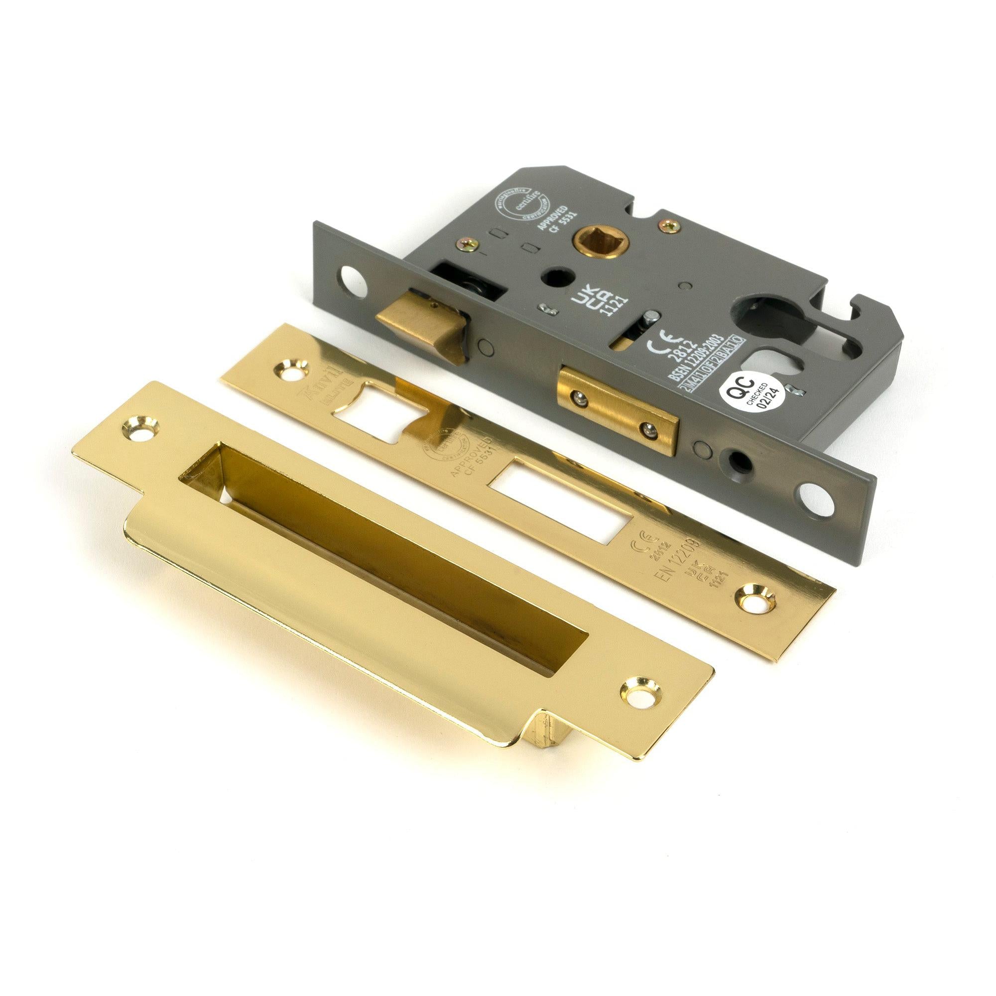 Polished Brass 2½" Euro Profile Sash Lock - Euro Locks - From The Anvil - Yester Home