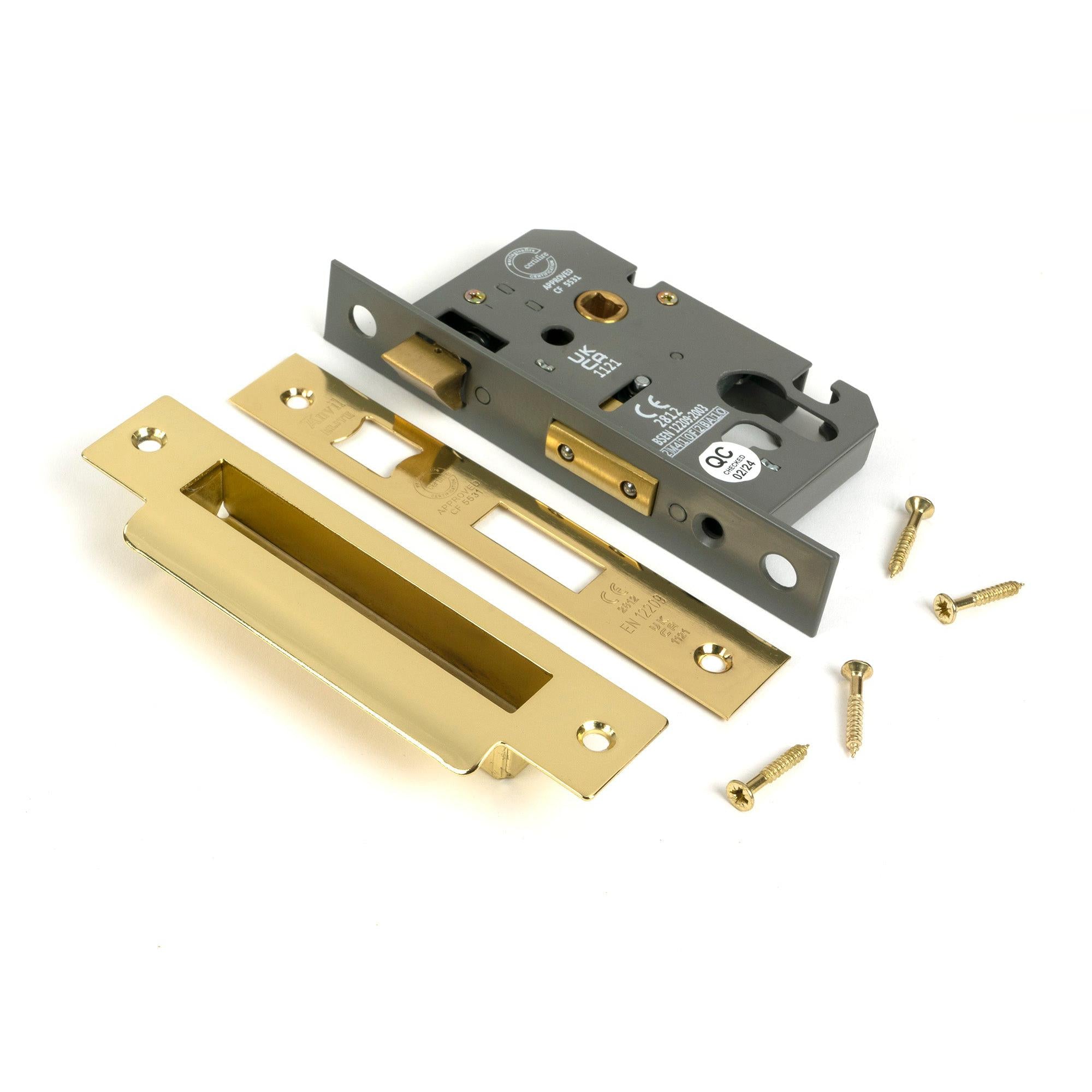 Polished Brass 2½" Euro Profile Sash Lock - Euro Locks - From The Anvil - Yester Home