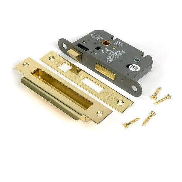 Polished Brass 2½" Heavy Duty Bathroom Mortice Lock - Bathroom Locks - From The Anvil - Yester Home