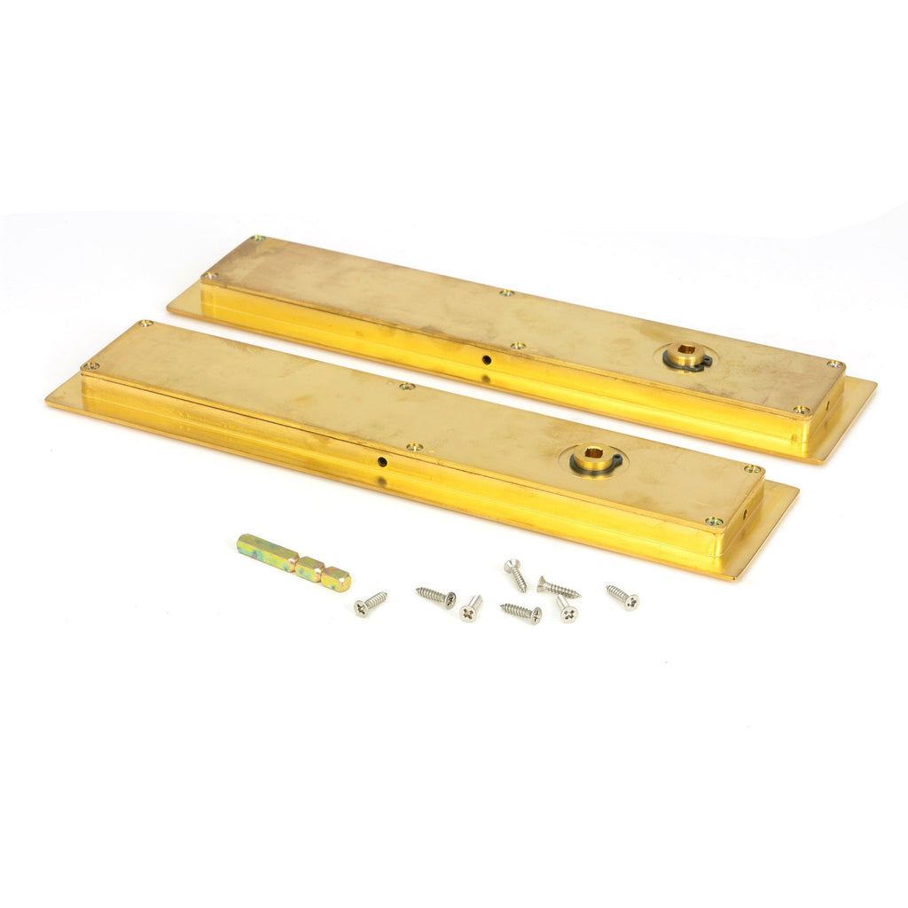Polished Brass 250mm Art Deco Rectangular Pull - Privacy Set | From The Anvil