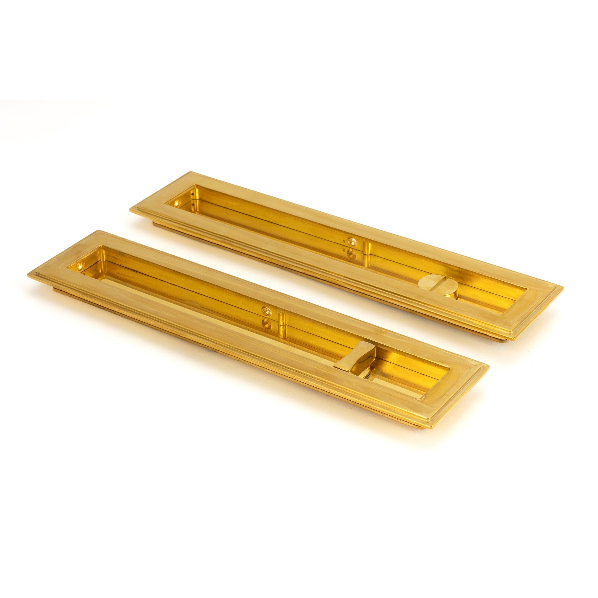 Polished Brass 250mm Art Deco Rectangular Pull - Privacy Set | From The Anvil-Cabinet Pulls-Yester Home