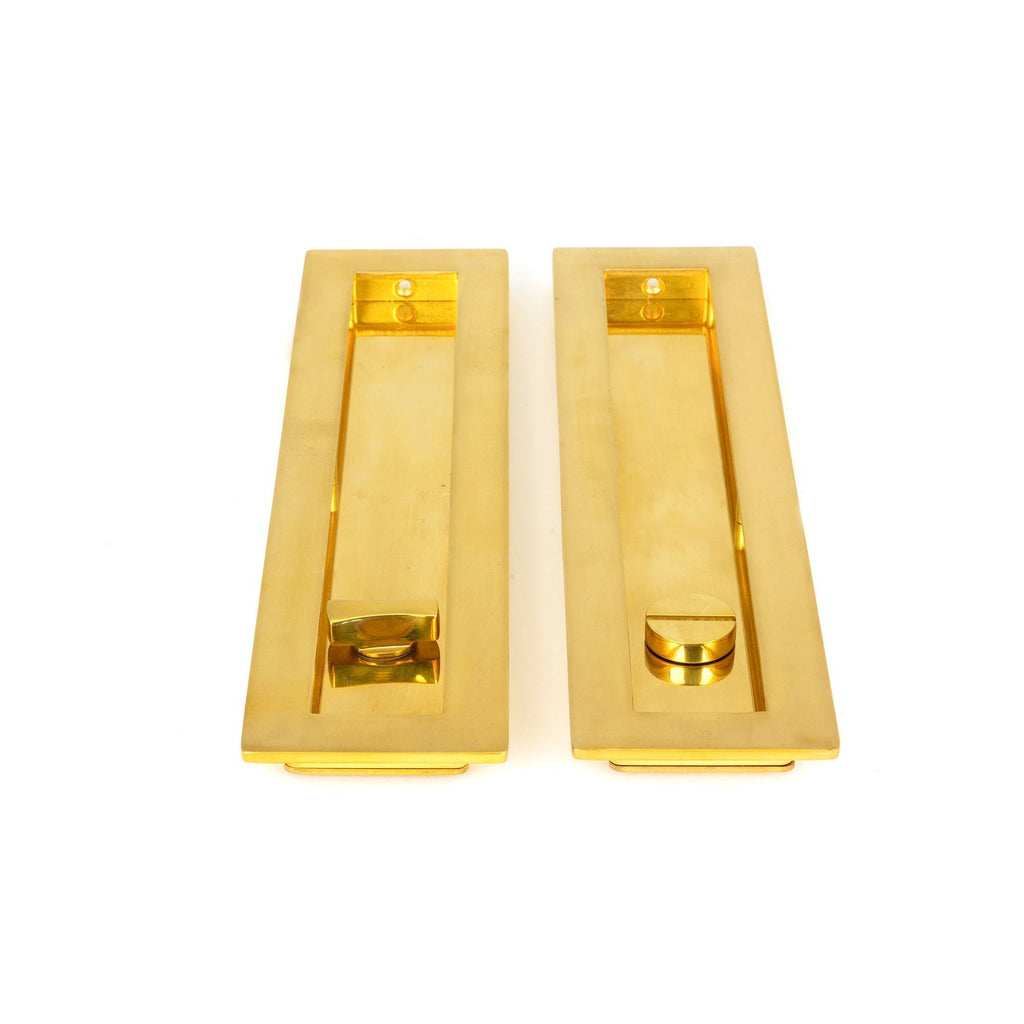 Polished Brass 250mm Plain Rectangular Pull - Privacy Set | From The Anvil-Cabinet Pulls-Yester Home