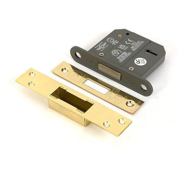 Polished Brass 3" 5 Lever BS Dead Lock - Deadlocks & Deadbolts - From The Anvil - Yester Home