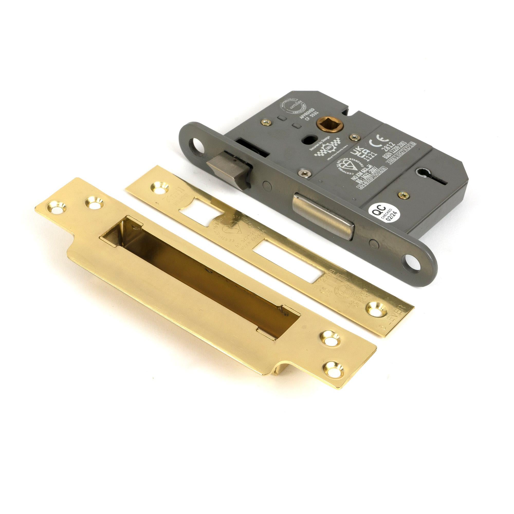 Polished Brass 3" 5 Lever BS Sash Lock KA - Sash Locks - From The Anvil - Yester Home