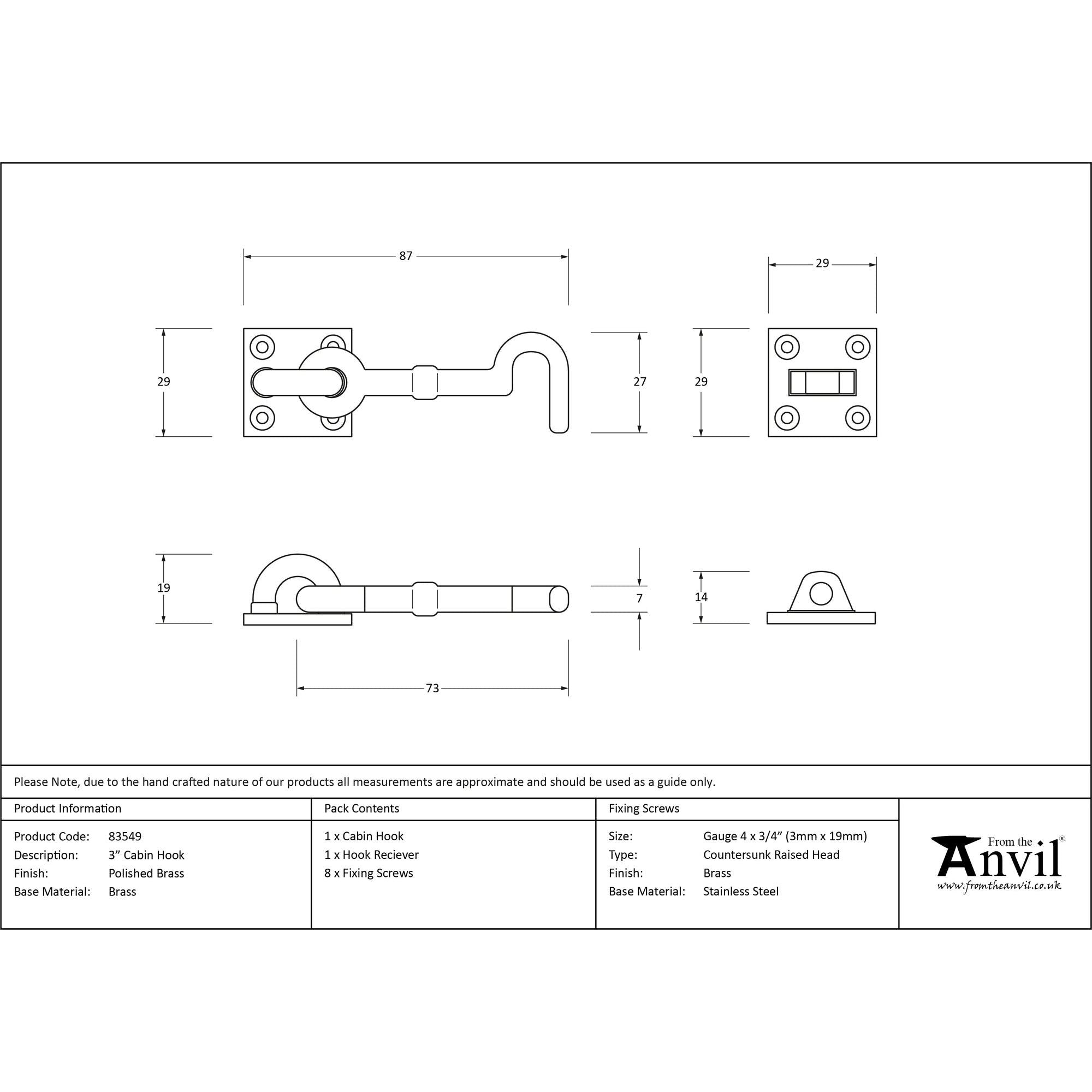 Polished Brass 3" Cabin Hook | From The Anvil - Cabin Hooks - From The Anvil - Yester Home