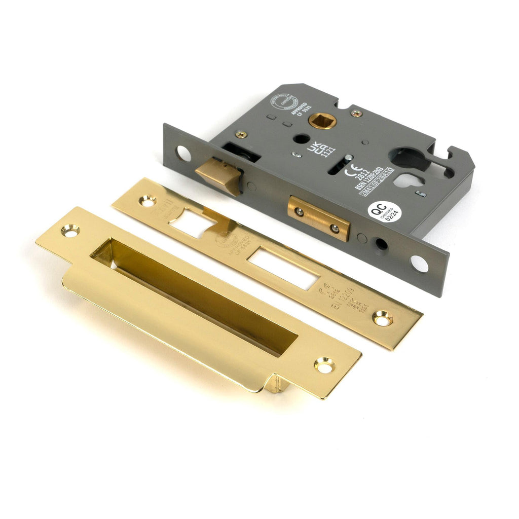 Polished Brass 3" Euro Profile Sash Lock - Euro Locks - From The Anvil - Yester Home