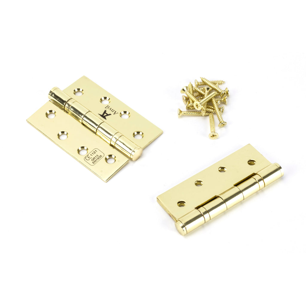Polished Brass 4" Ball Bearing Butt Hinge (pair) ss | From The Anvil-Butt Hinges-Yester Home