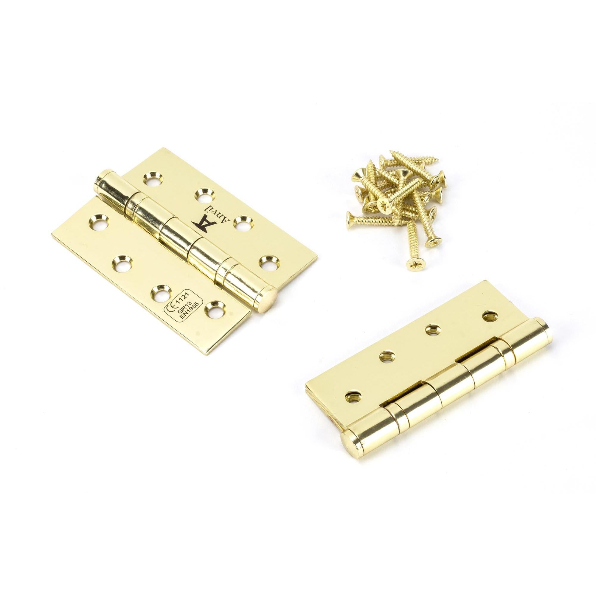 Polished Brass 4" Ball Bearing Butt Hinge (pair) ss | From The Anvil - Butt Hinges - From The Anvil - Yester Home
