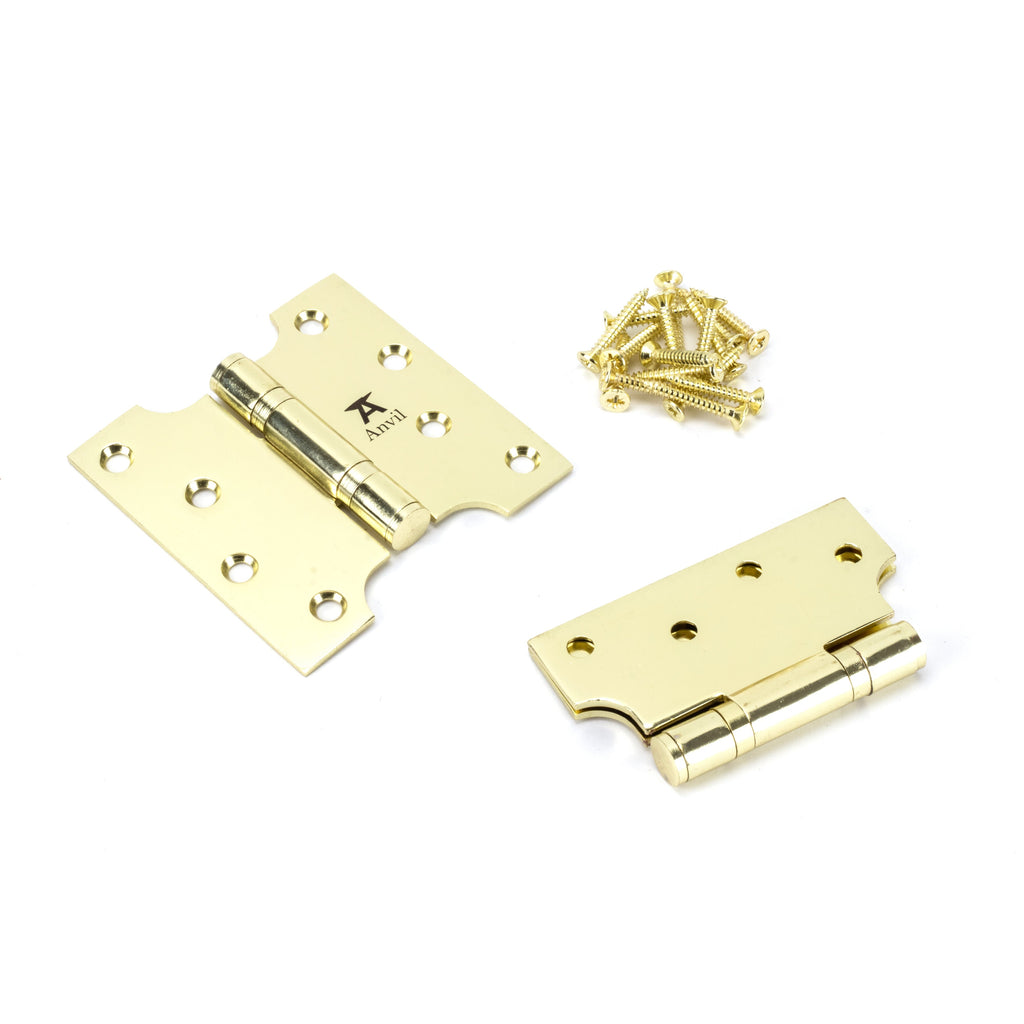 Polished Brass 4" x 2" x 4" Parliament Hinge (pair) ss | From The Anvil-Parliament Hinges-Yester Home