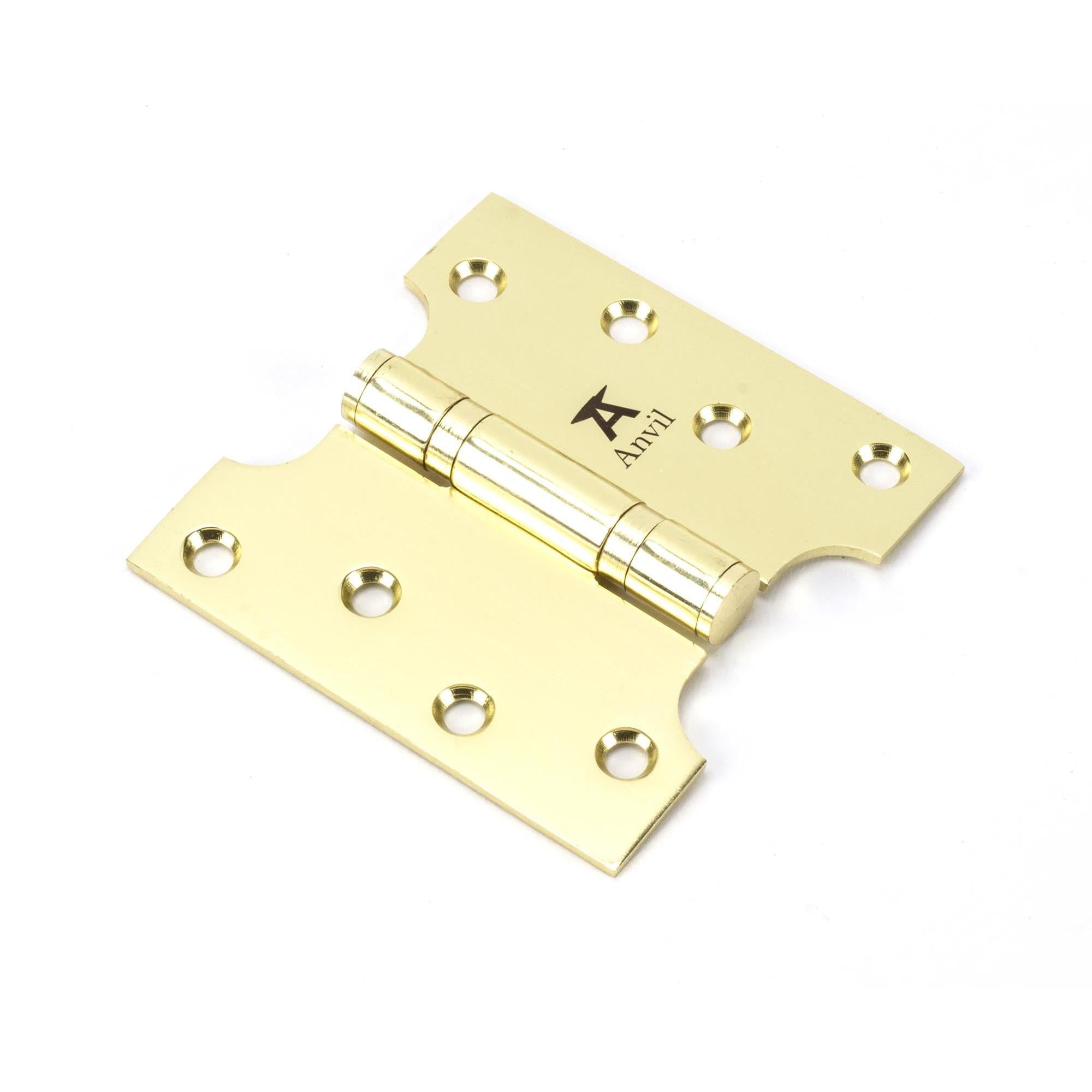 Polished Brass 4" x 2" x 4"  Parliament Hinge (pair) ss | From The Anvil - Parliament Hinges - From The Anvil - Yester Home
