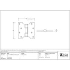 Polished Brass 4" x 2" x 4"  Parliament Hinge (pair) ss | From The Anvil - Parliament Hinges - From The Anvil - Yester Home