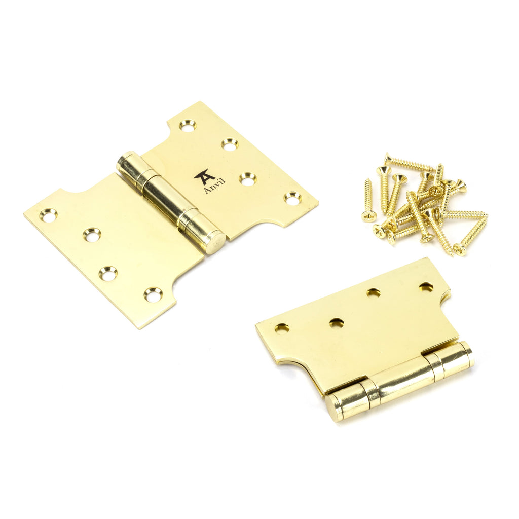 Polished Brass 4" x 3" x 5" Parliament Hinge (pair) ss | From The Anvil-Parliament Hinges-Yester Home