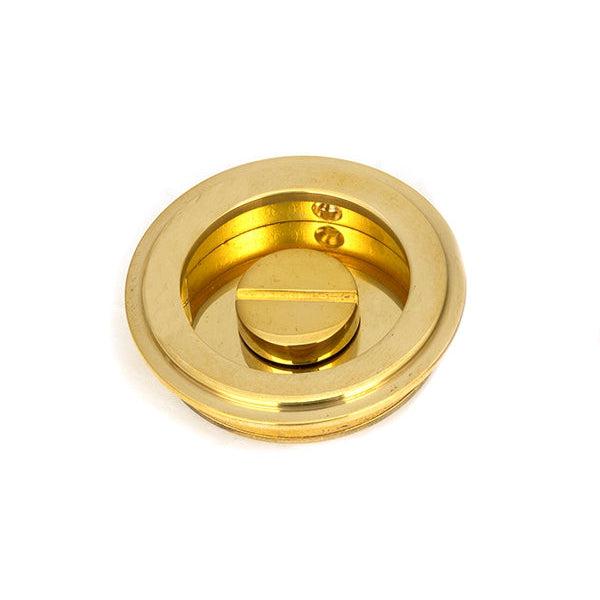 Polished Brass 60mm Art Deco Round Pull - Privacy Set | From The Anvil-Cabinet Pulls-Yester Home