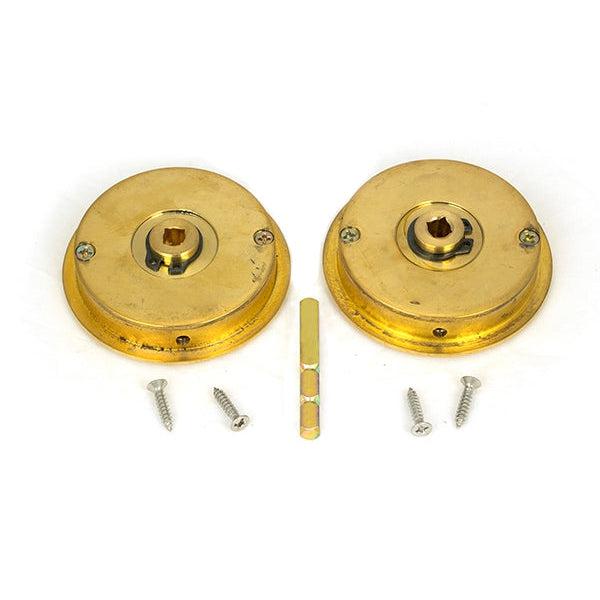 Polished Brass 60mm Art Deco Round Pull - Privacy Set | From The Anvil-Cabinet Pulls-Yester Home