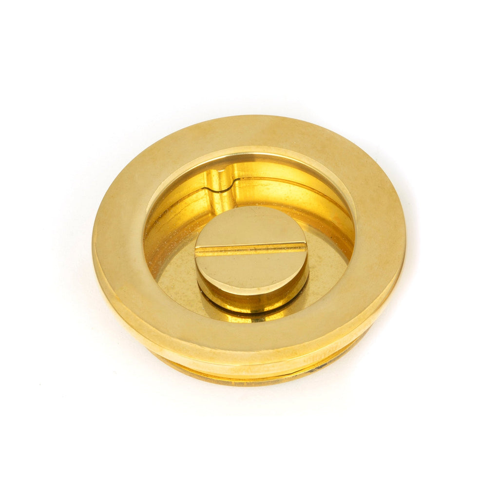 Polished Brass 60mm Plain Round Pull - Privacy Set | From The Anvil-Cabinet Pulls-Yester Home