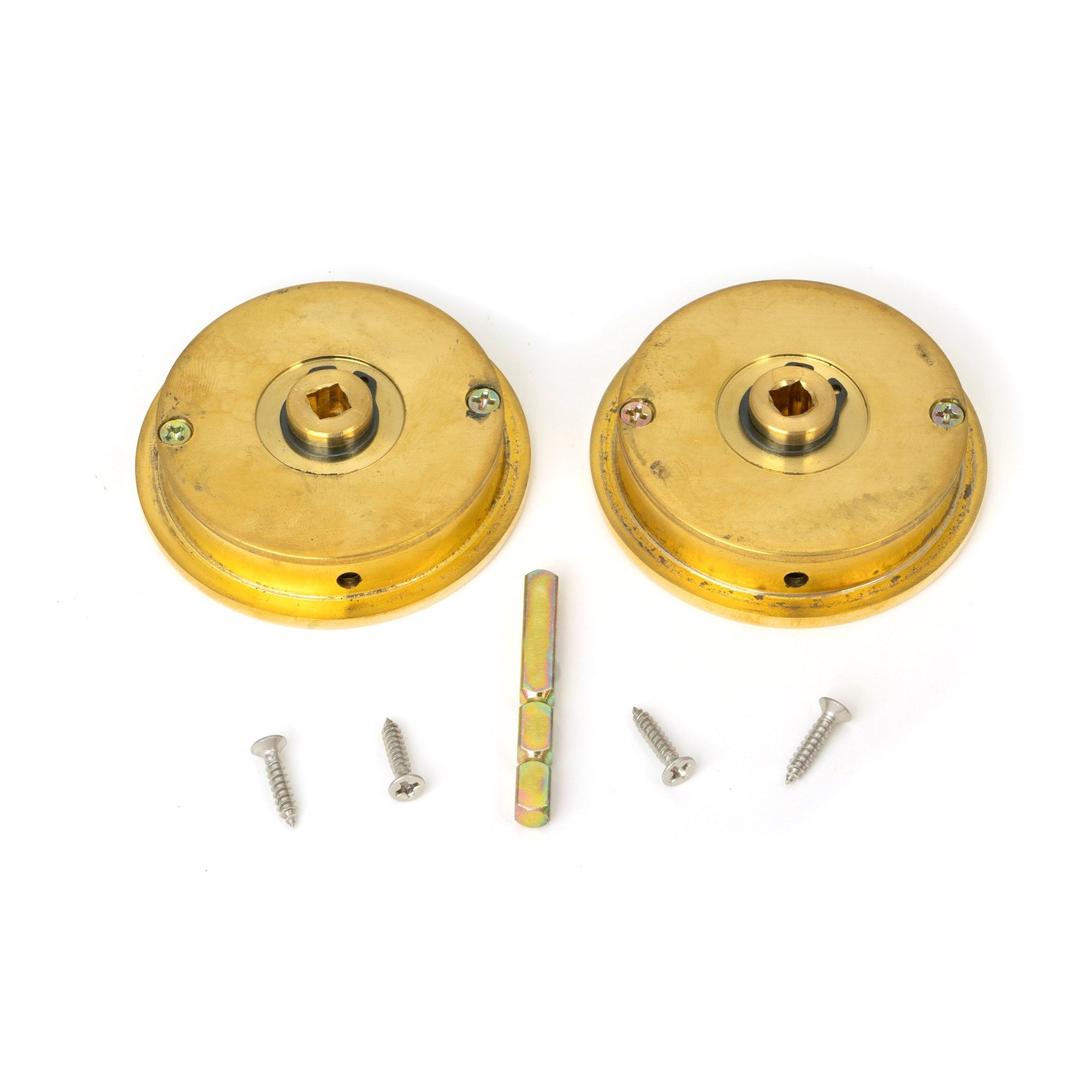 Polished Brass 60mm Plain Round Pull - Privacy Set | From The Anvil-Cabinet Pulls-Yester Home