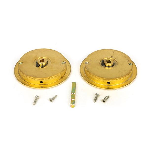 Polished Brass 75mm Art Deco Round Pull - Privacy Set | From The Anvil-Cabinet Pulls-Yester Home