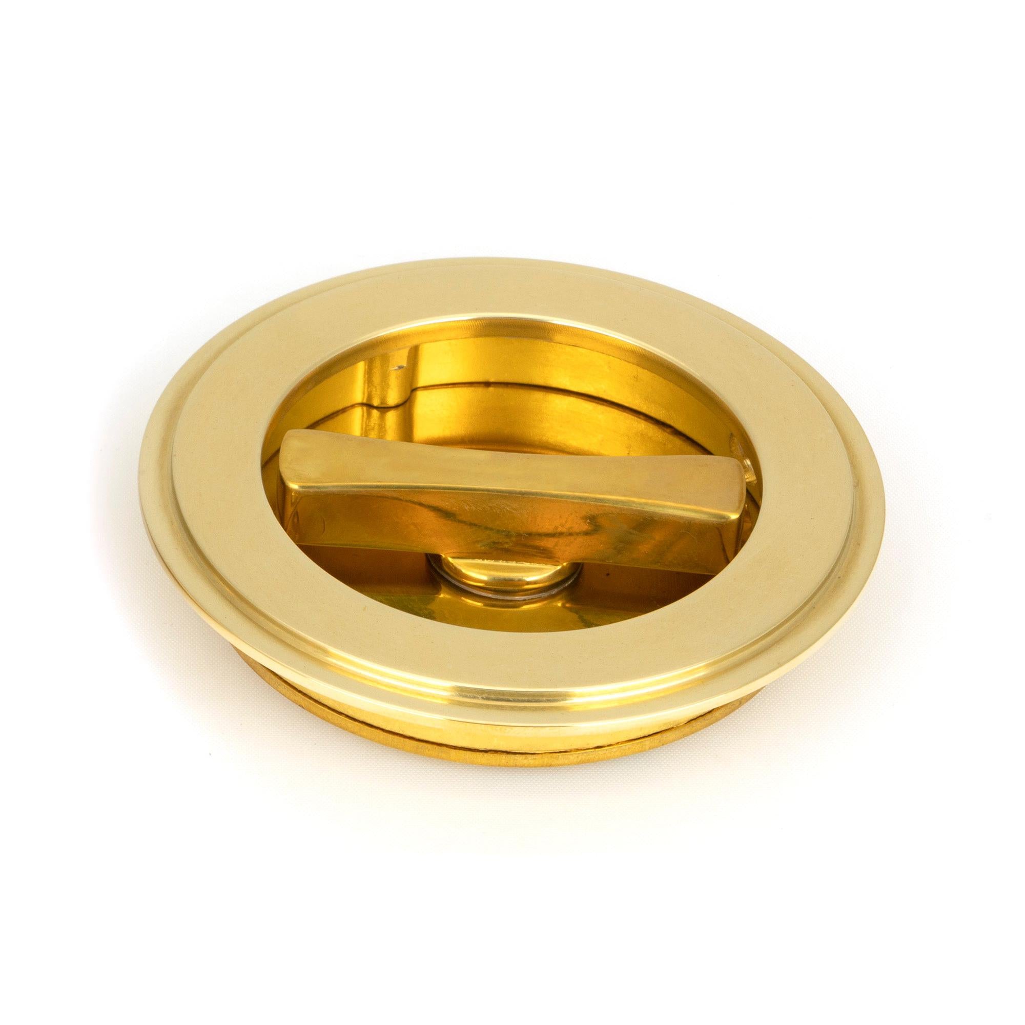 Polished Brass 75mm Art Deco Round Pull - Privacy Set | From The Anvil - Cabinet Pulls - From The Anvil - Yester Home