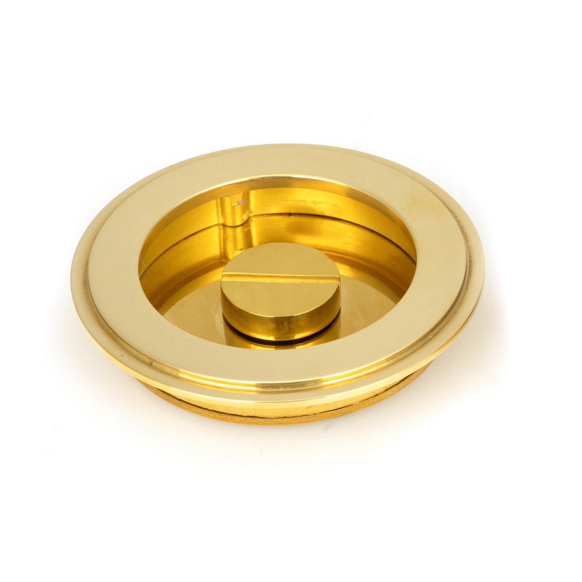 Polished Brass 75mm Art Deco Round Pull - Privacy Set | From The Anvil - Cabinet Pulls - From The Anvil - Yester Home