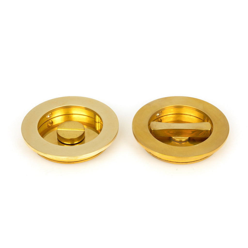 Polished Brass 75mm Plain Round Pull - Privacy Set | From The Anvil-Cabinet Pulls-Yester Home