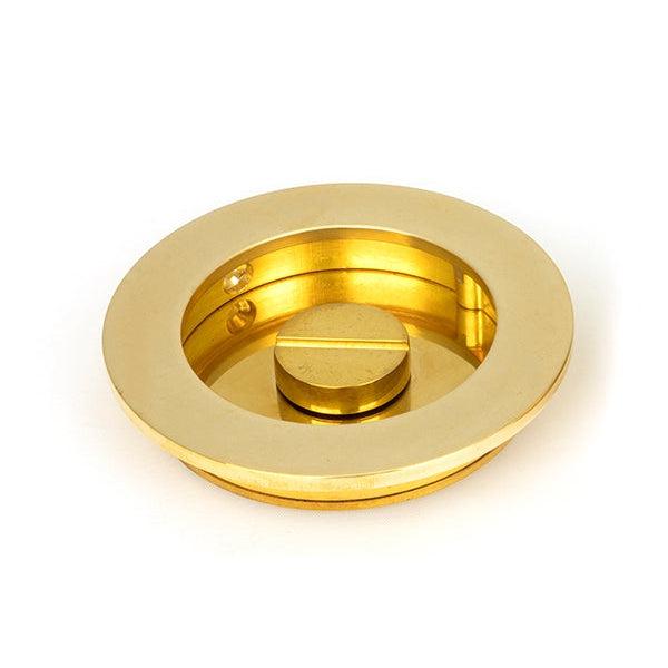 Polished Brass 75mm Plain Round Pull - Privacy Set | From The Anvil-Cabinet Pulls-Yester Home