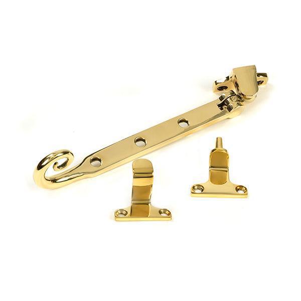Polished Brass 8" Monkeytail Stay (Steel Window) - Stays - From The Anvil - Yester Home