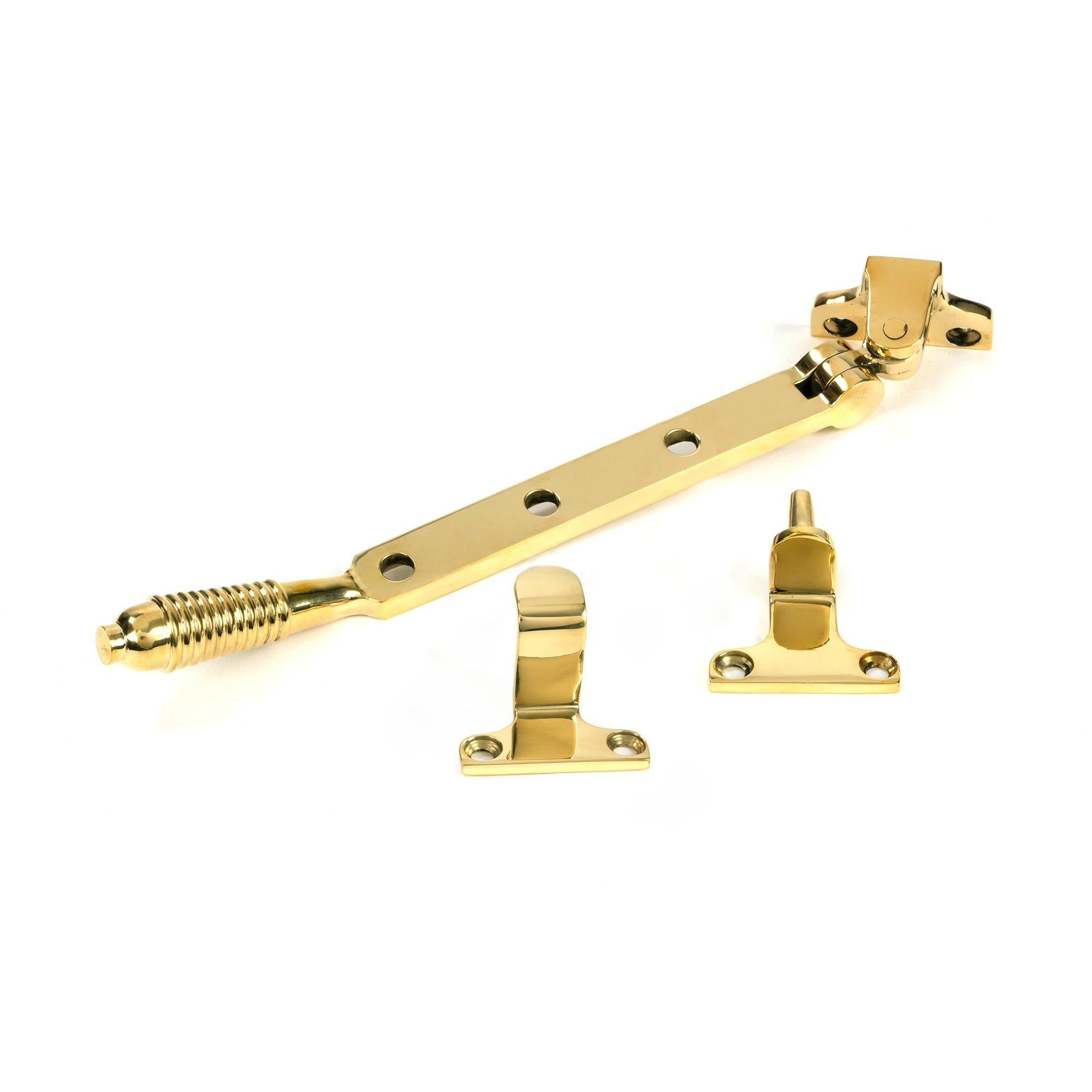 Polished Brass 8" Reeded Stay (Steel Window) - Stays - From The Anvil - Yester Home