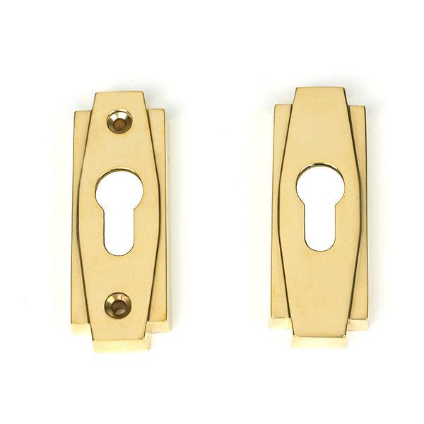 Polished Brass Art Deco Euro Escutcheon (Set) | From The Anvil-Euro Escutcheons-Yester Home