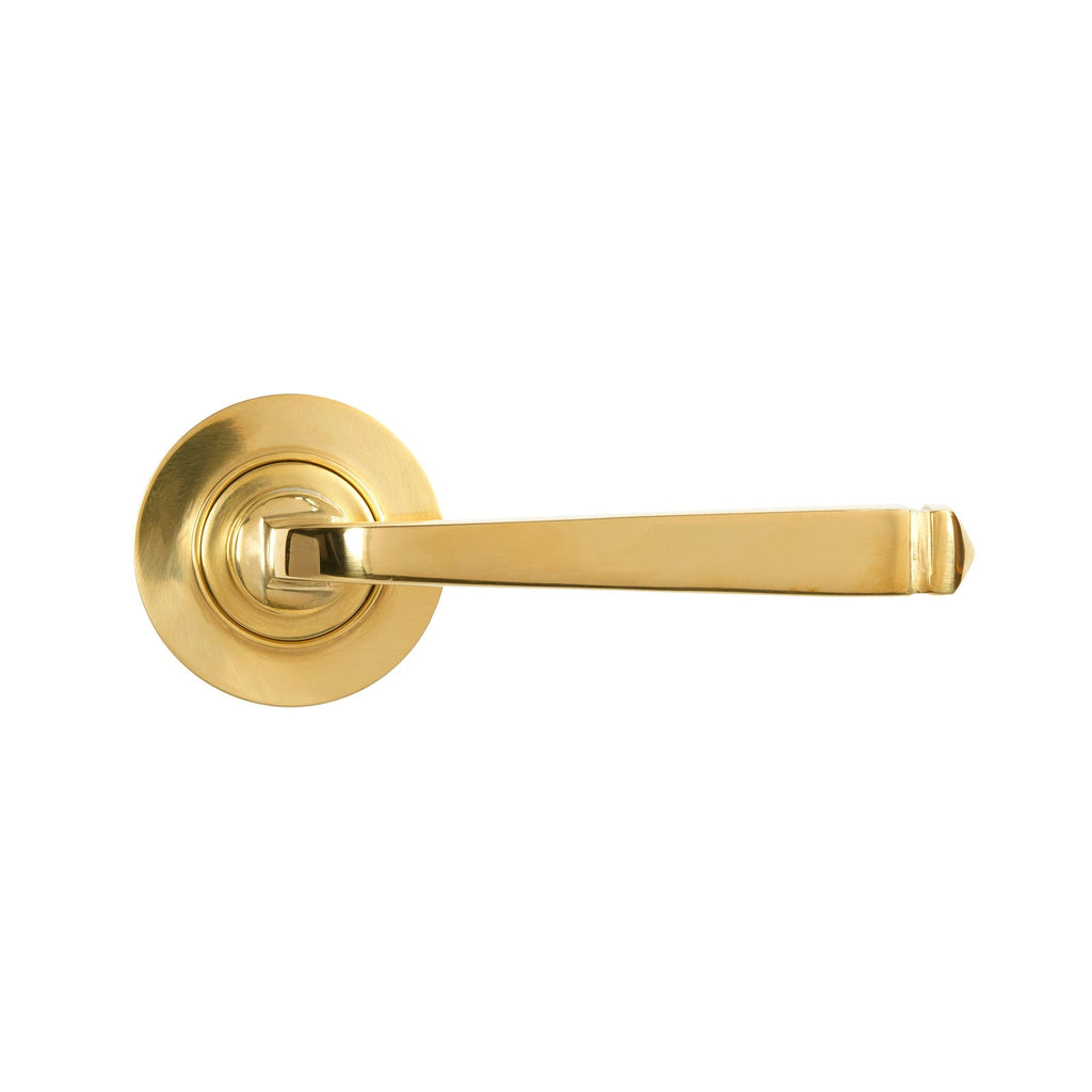 Polished Brass Avon Round Lever on Rose Set (Plain) - Unsprung | From The Anvil