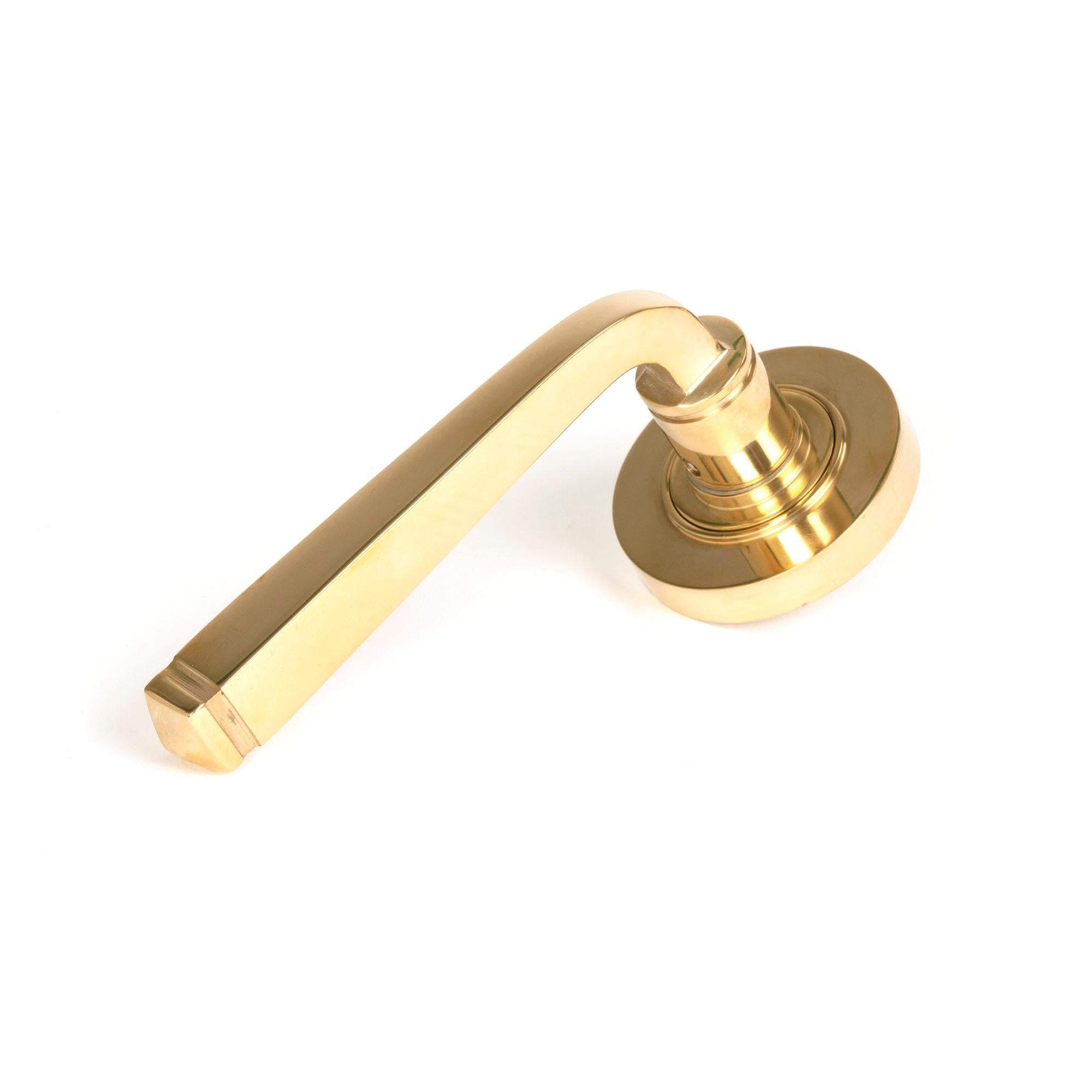 Polished Brass Avon Round Lever on Rose Set (Plain) - Unsprung | From The Anvil - Concealed - From The Anvil - Yester Home
