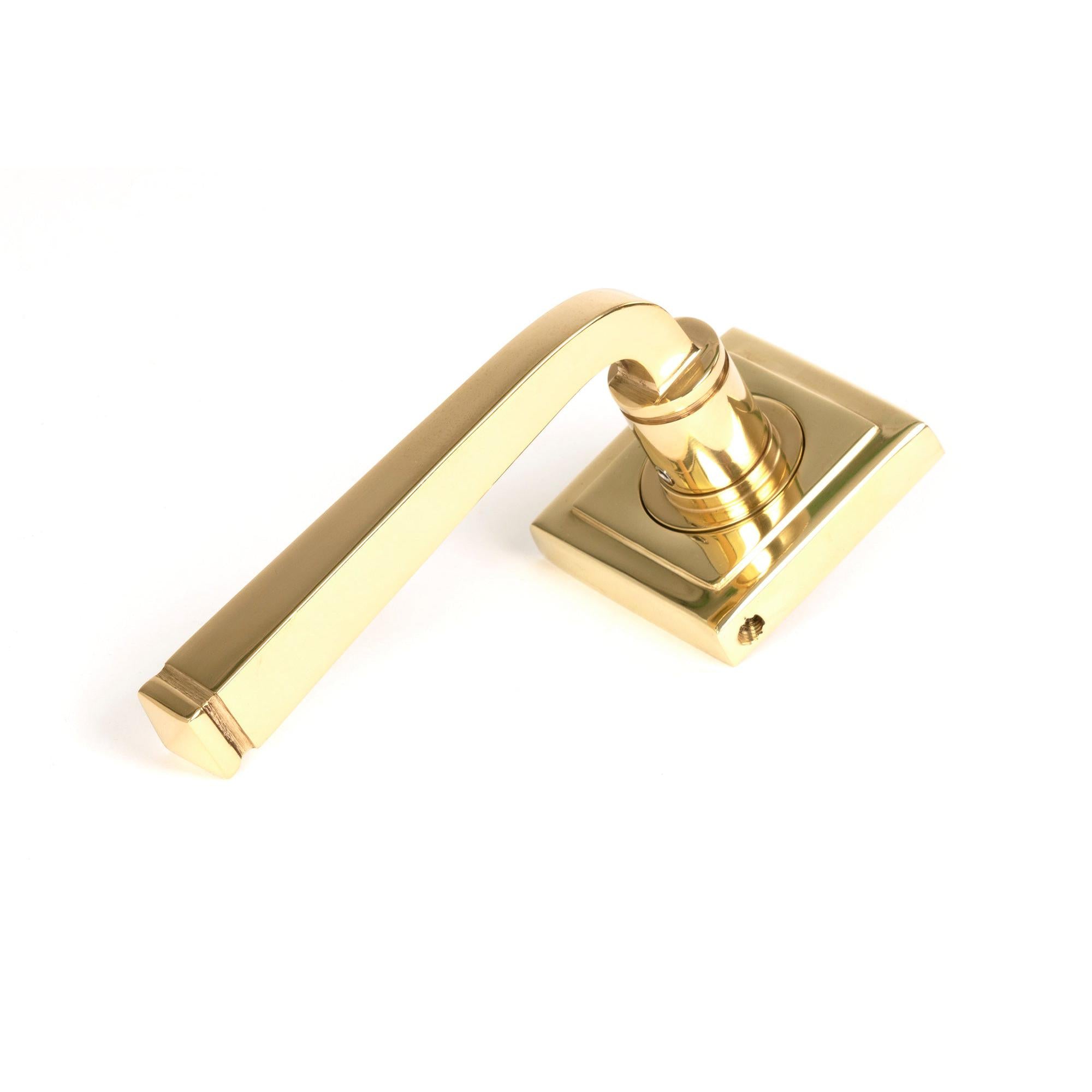Polished Brass Avon Round Lever on Rose Set (Square) - Unsprung | From The Anvil - Concealed - From The Anvil - Yester Home