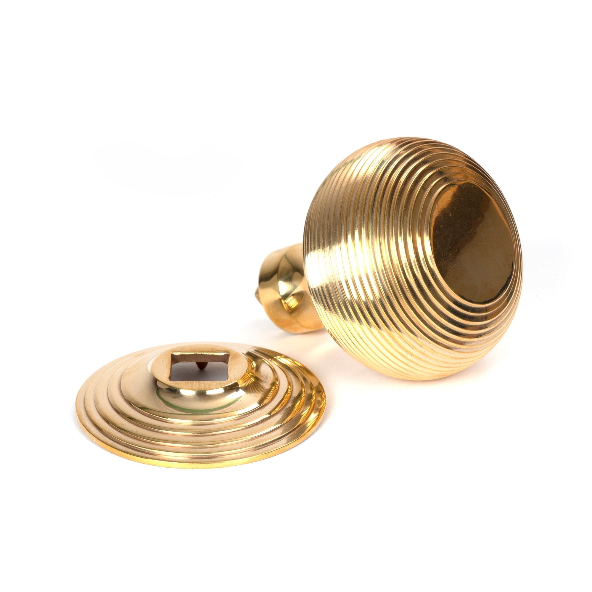 Polished Brass Beehive Centre Door Knob | From The Anvil-Centre Door Knobs-Yester Home