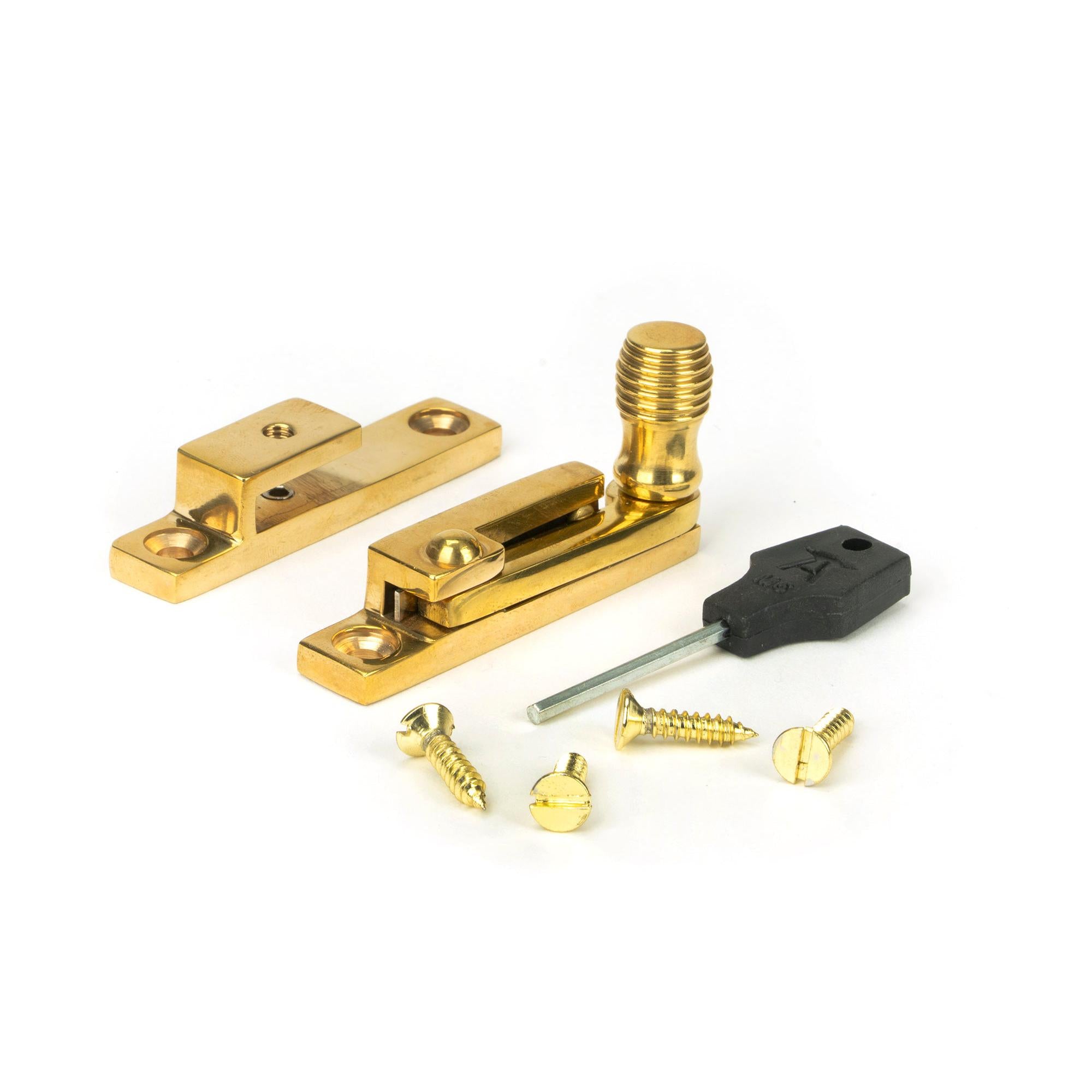 Polished Brass Beehive Quadrant Fastener - Narrow | From The Anvil - Quadrant Fasteners - From The Anvil - Yester Home