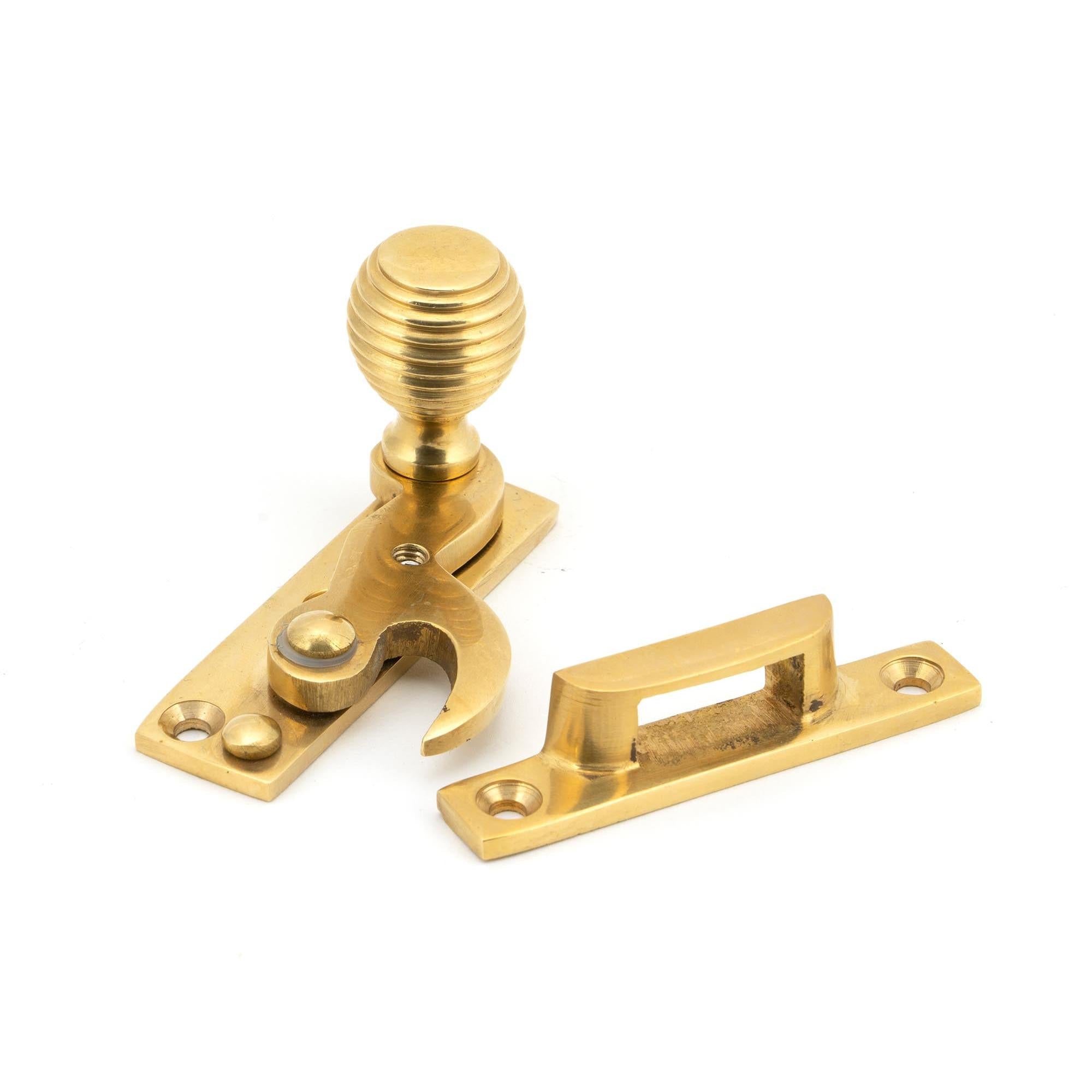 Polished Brass Beehive Sash Hook Fastener | From The Anvil - Sash Hook Fasteners - From The Anvil - Yester Home