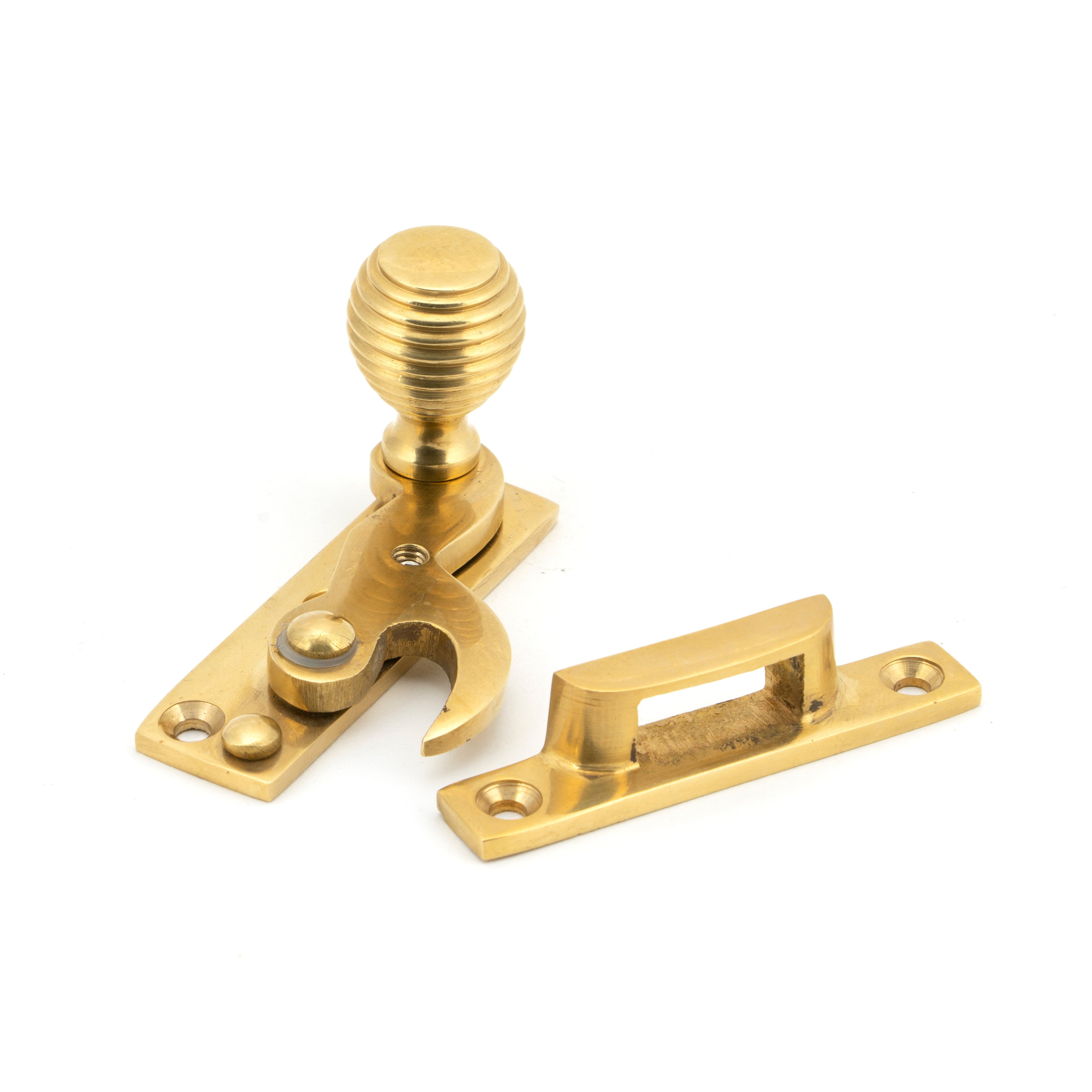 Polished Brass Beehive Sash Hook Fastener | From The Anvil-Sash Hook Fasteners-Yester Home