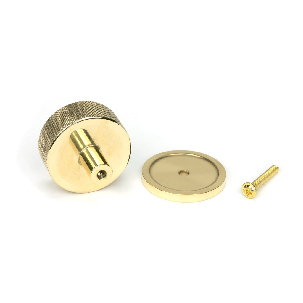 Polished Brass Brompton Cabinet Knob - 38mm (Plain) | From The Anvil-Cabinet Knobs-Yester Home
