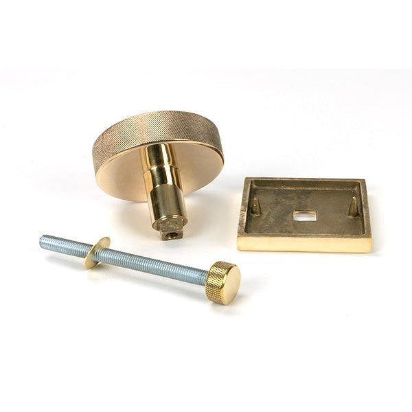 Polished Brass Brompton Centre Door Knob (Square) | From The Anvil