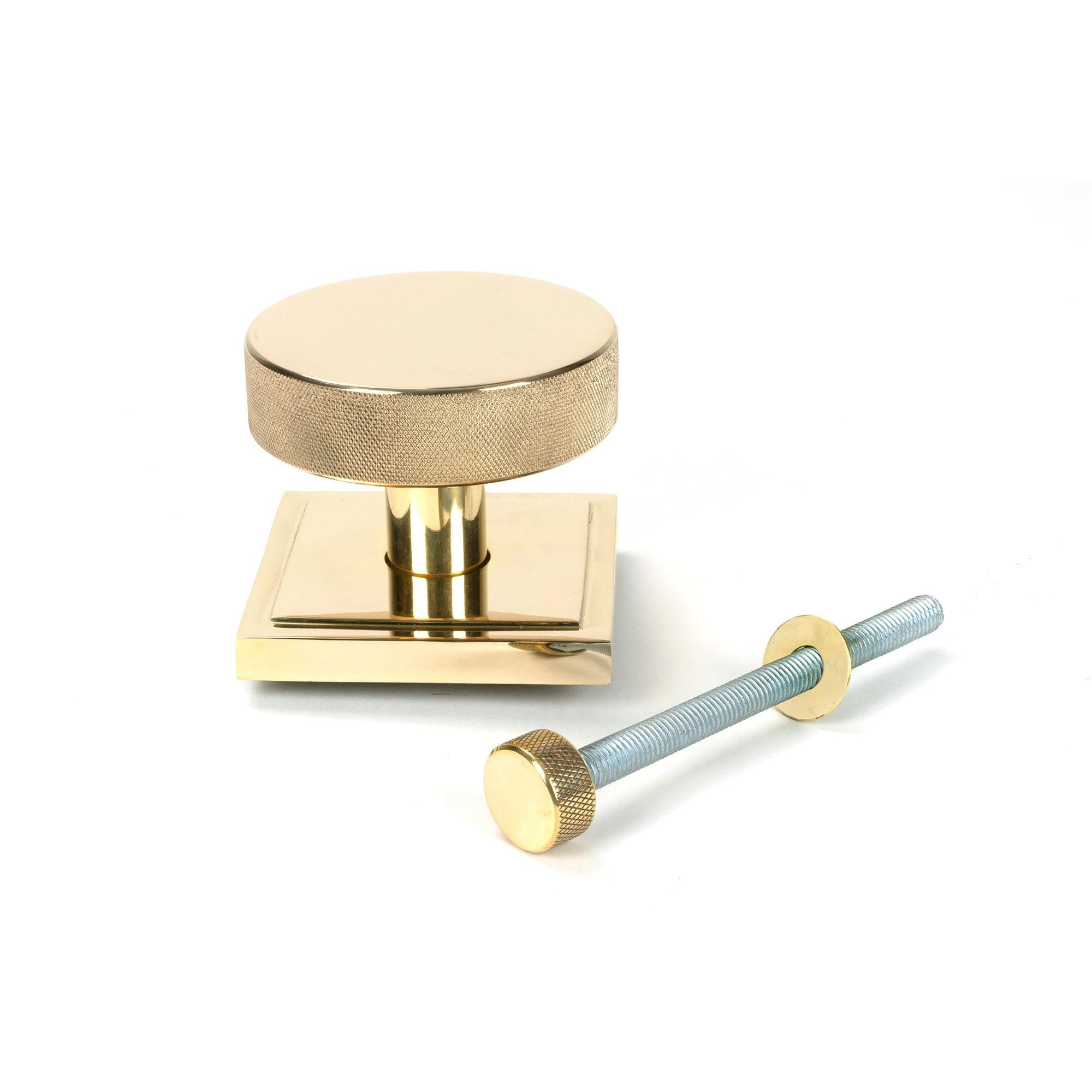 Polished Brass Brompton Centre Door Knob (Square) | From The Anvil - Centre Door Knobs - From The Anvil - Yester Home