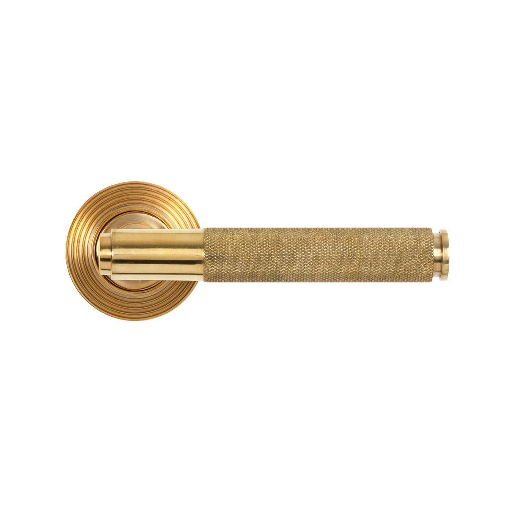 Polished Brass Brompton Lever on Rose Set (Beehive) - Unsprung | From The Anvil
