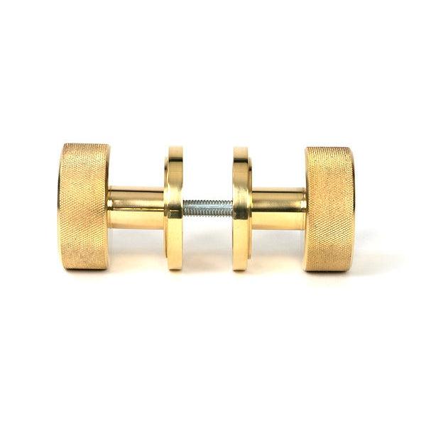 Polished Brass Brompton Mortice/Rim Knob Set Knob (Art Deco) | From The Anvil-Mortice Knobs-Yester Home