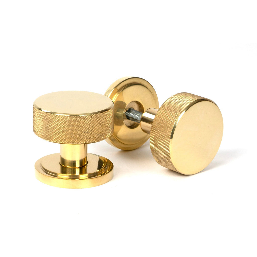 Polished Brass Brompton Mortice/Rim Knob Set Knob (Art Deco) | From The Anvil-Mortice Knobs-Yester Home