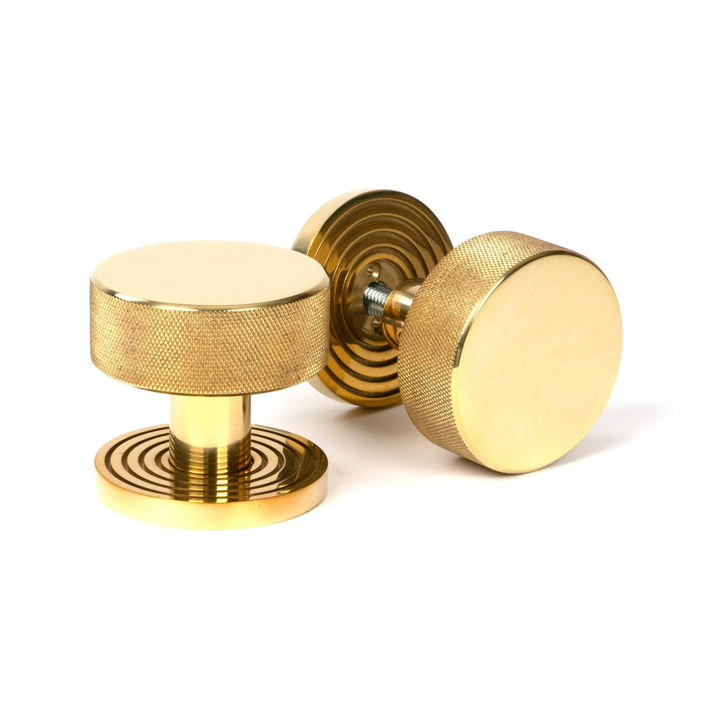 Polished Brass Brompton Mortice/Rim Knob Set Knob (Beehive) | From The Anvil-Mortice Knobs-Yester Home