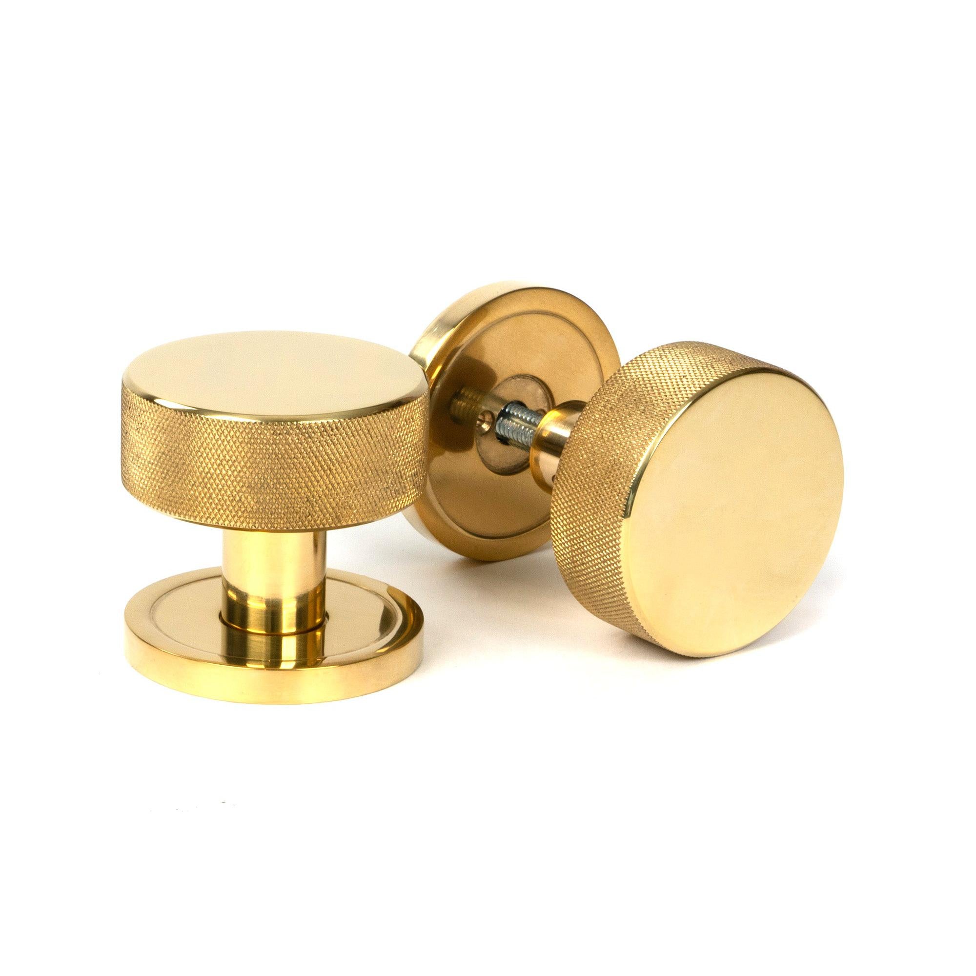 Polished Brass Brompton Mortice/Rim Knob Set Knob (Plain) | From The Anvil - Mortice Knobs - From The Anvil - Yester Home