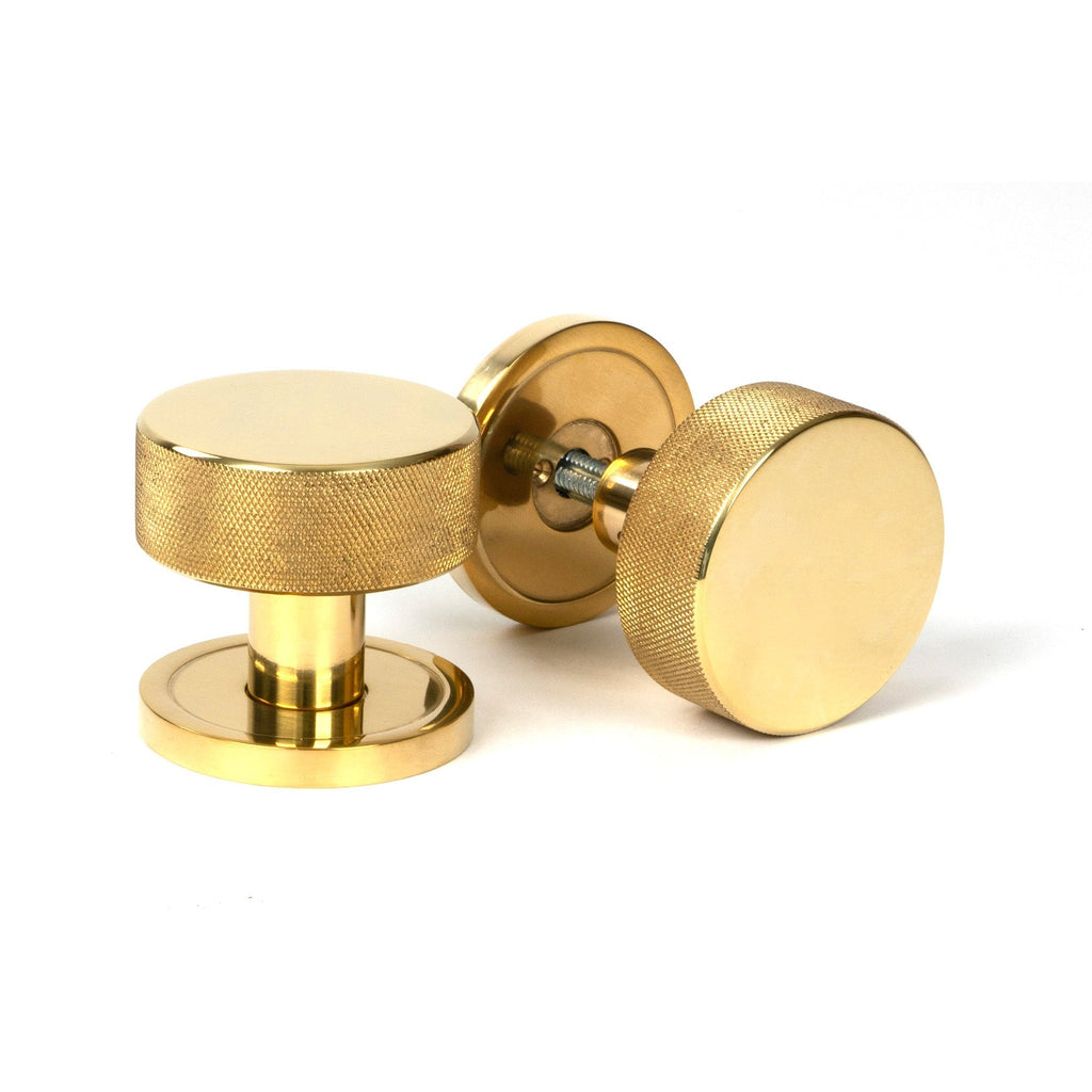 Polished Brass Brompton Mortice/Rim Knob Set Knob (Plain) | From The Anvil-Mortice Knobs-Yester Home