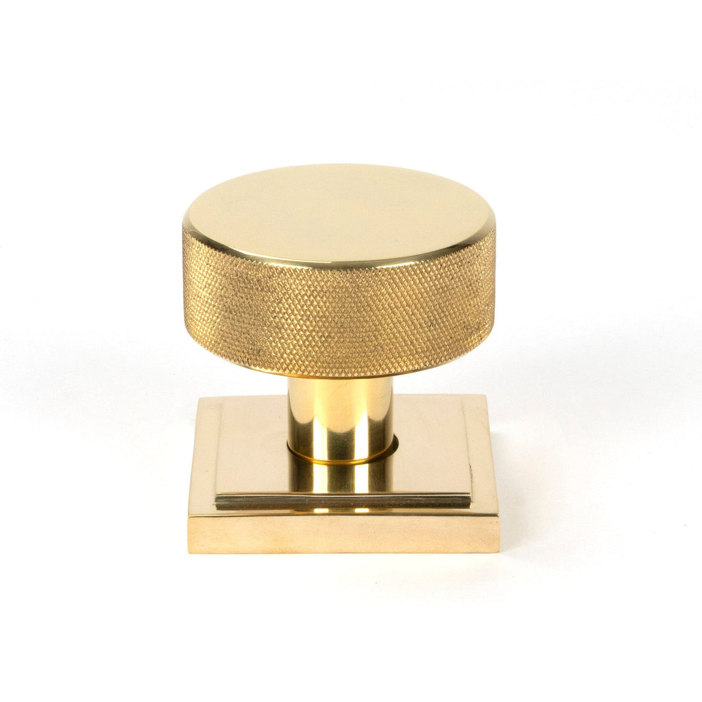 Polished Brass Brompton Mortice/Rim Knob Set Knob (Square) | From The Anvil-Mortice Knobs-Yester Home
