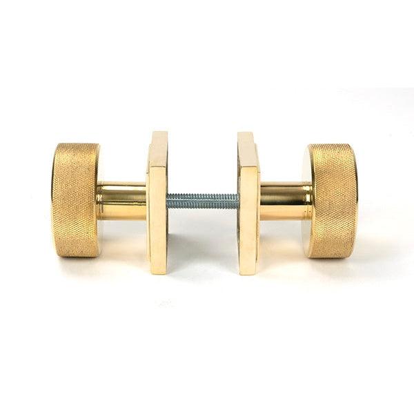 Polished Brass Brompton Mortice/Rim Knob Set Knob (Square) | From The Anvil-Mortice Knobs-Yester Home
